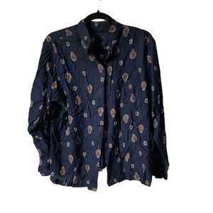 David Benjamin button down blouse. Ladies size L. Vintage navy blue